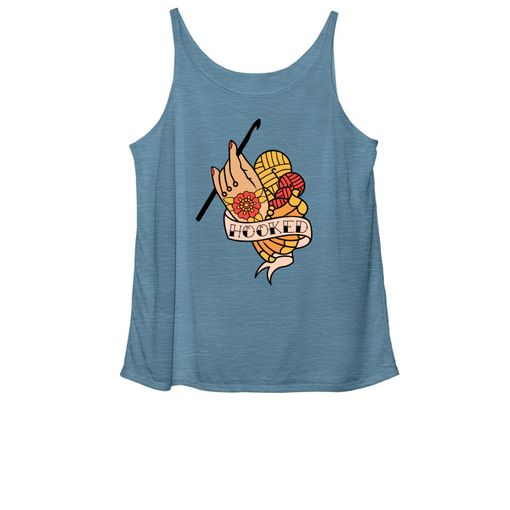 Hooked Tattoo Flash Color  Heather Deep Teal Women's Slouchy Tank