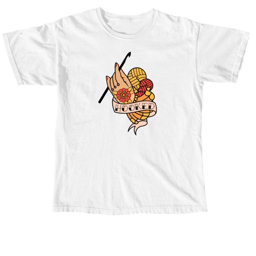 Hooked Tattoo Flash Color  White Comfort Colors Tee