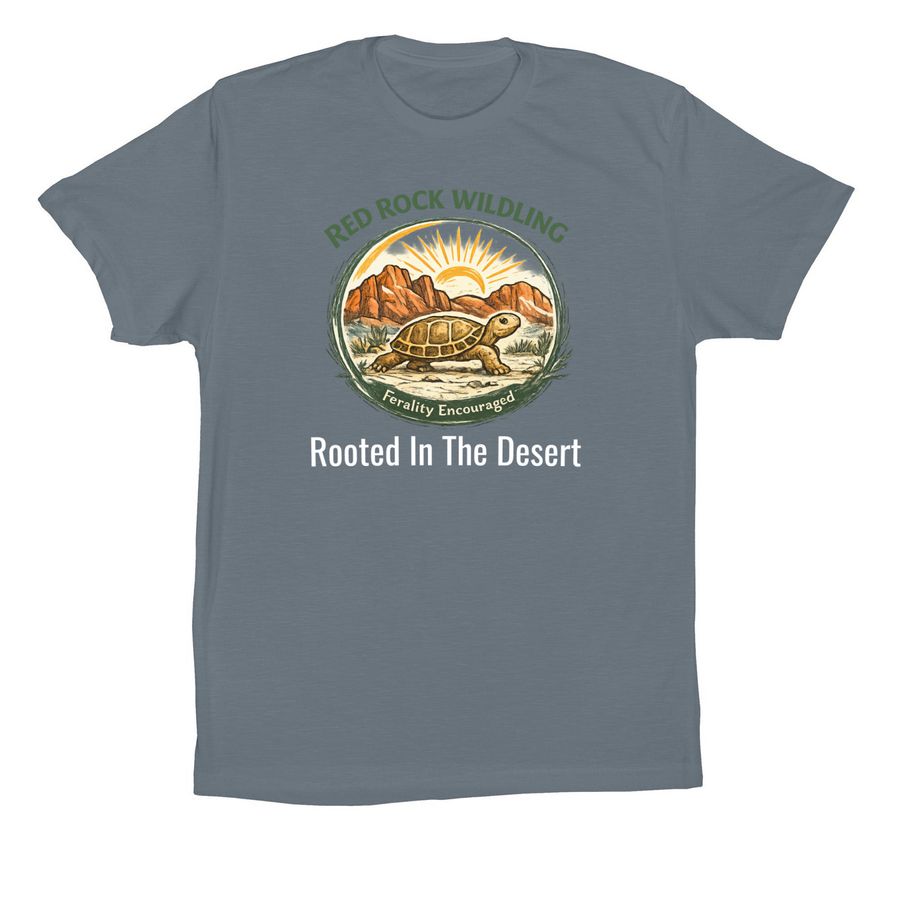 Rooted In The Desert, a Steel Blue Premium Cotton Tee