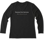 Rudy, our Badass mini-mule!, a Space Black Allmade Eco Triblend Women?s Long Sleeve Tee (back-view)