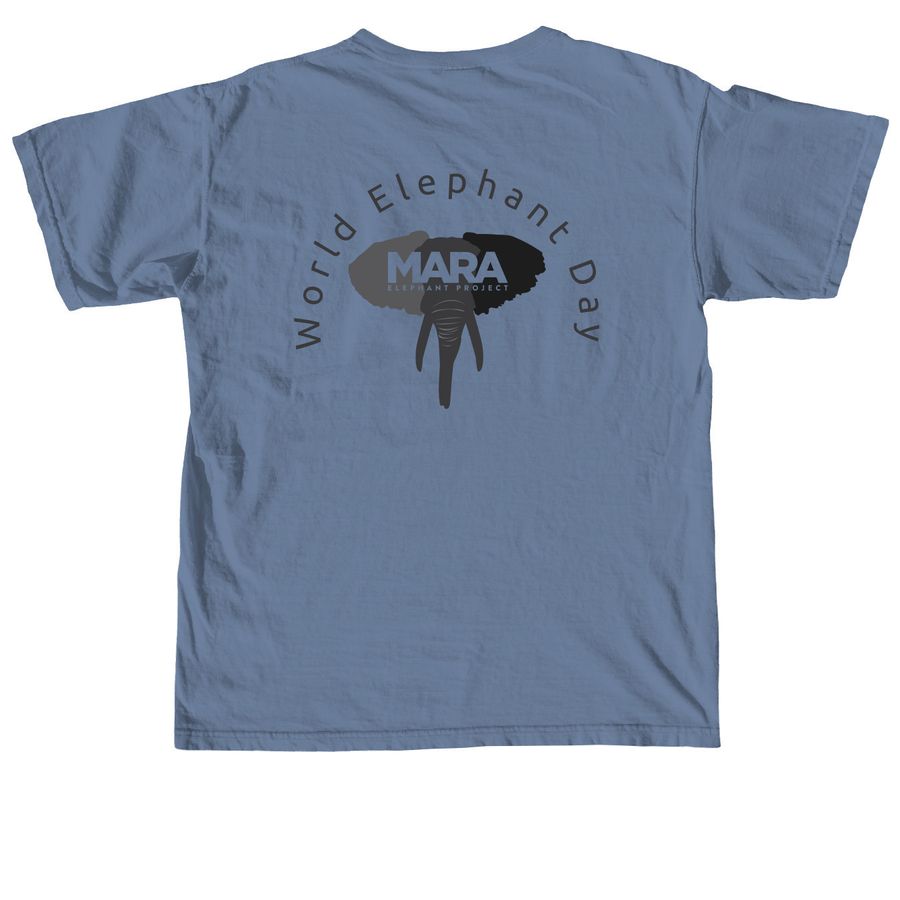 World Elephant Day, a Blue Jean Comfort Colors Unisex Tee (back-view)