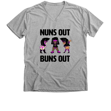 Nuns Out Buns Out T-Shirts, a Athletic Heather Premium V-Neck Tee