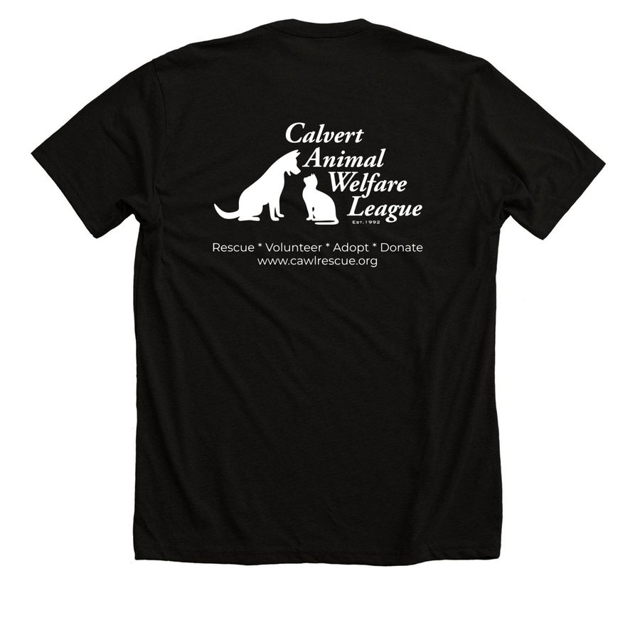 Calvert Animal Welfare League, a Solid Black Blend Premium Unisex Tee (back-view)