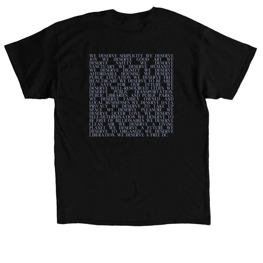 Abortion Access x DC Statehood!, a Black Classic Unisex Tee (back-view)
