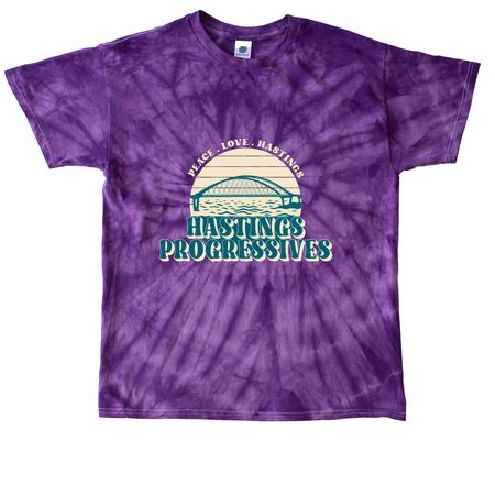 Hastings Progressives ? Bridge Tie-Dye, a Purple Classic Tie Dye Tee