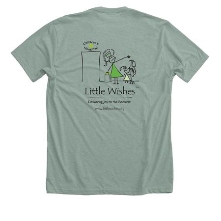 UC Davis + Little Wishes, a Heather Sage Premium Unisex Tee (back-view)
