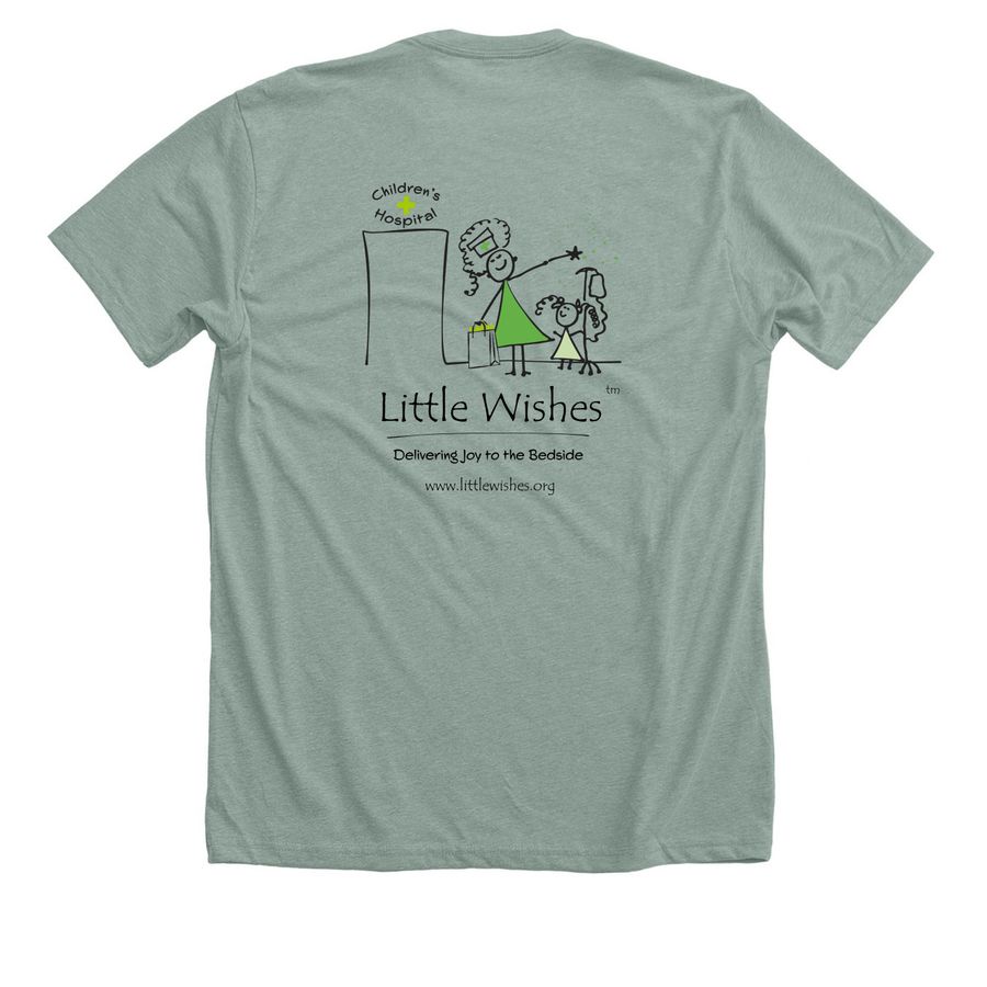 UC Davis + Little Wishes, a Heather Sage Premium Unisex Tee (back-view)