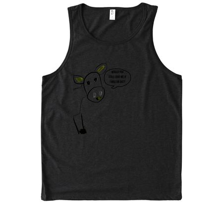 Questioning Cow, a Deep Black Allmade Eco Triblend Tank