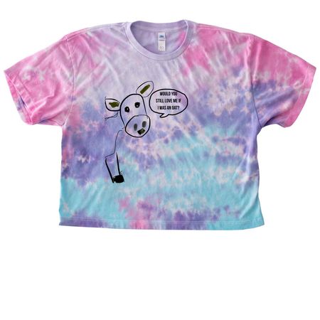 Questioning Cow, a Cotton Candy Women's Tie Dye Cropped Tee