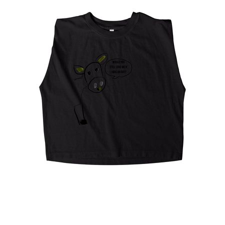 Questioning Cow, a True Black Women's Heavyweight Garment Dye Muscle Tee
