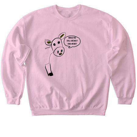 Questioning Cow, a Light Pink Softstyle Crewneck Sweatshirt