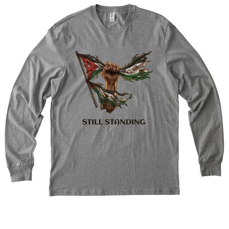 We are still standing- black&nbsp;, a Granite Grey Heather Allmade Organic Cotton Long Sleeve Tee