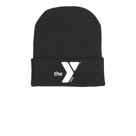 YMCA Beanie, a Black Printed Cuffed Beanie