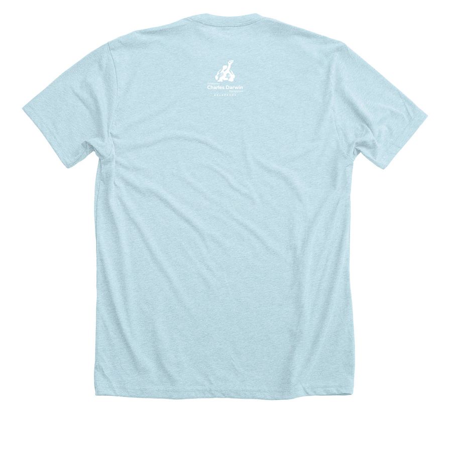 Charles Darwin Foundation: Waved Albatross, a Heather Ice Blue Premium Unisex Tee (back-view)