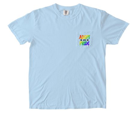 Adopt With Pride, a Chambray Comfort Colors Pocket Tee