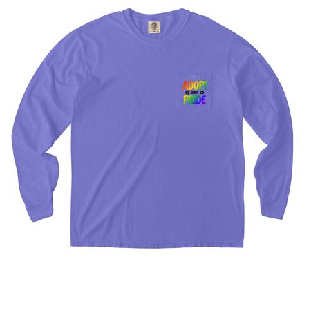 Adopt With Pride, a Violet Comfort Colors Long Sleeve Pocket Tee