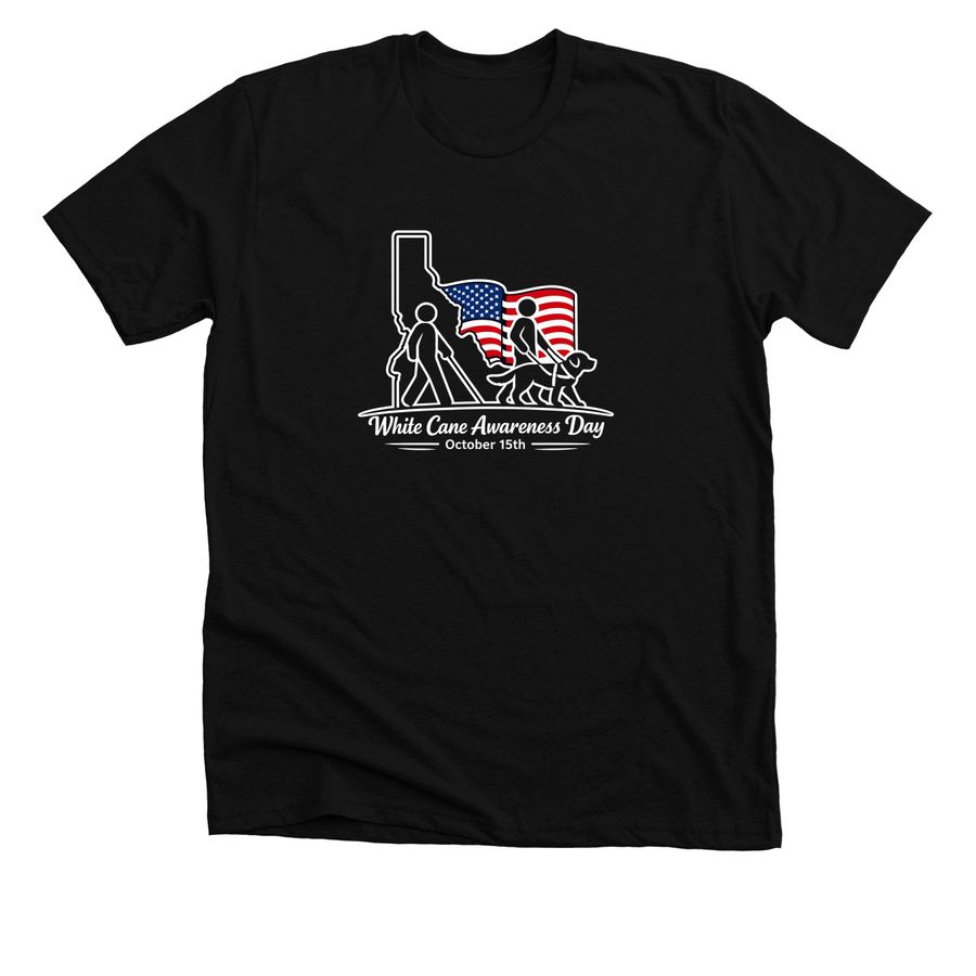 Supporting Independence Through Awareness, a Solid Black Blend Premium Unisex Tee