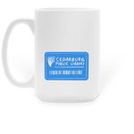 Library Card Mug, a White Large Coffee Mug (back-view)