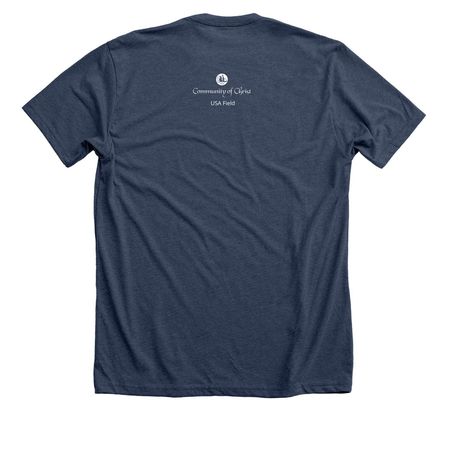 USA Field, a Heather Navy Premium Unisex Tee (back-view)