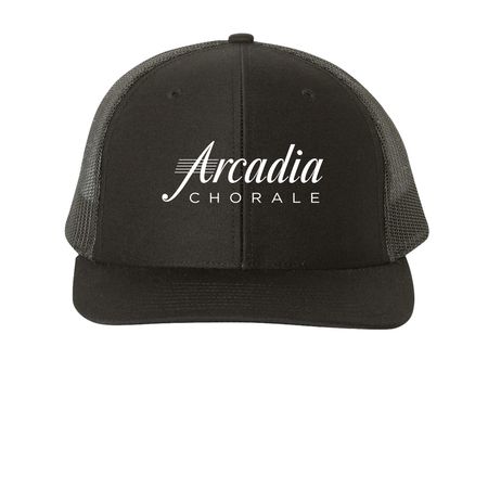 Arcadia Cap, a Black Printed Snapback Trucker Cap