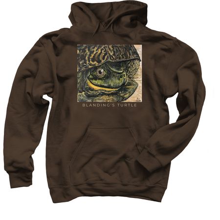 June - Blanding's Turtle, a Dark Chocolate Pullover Hoodie