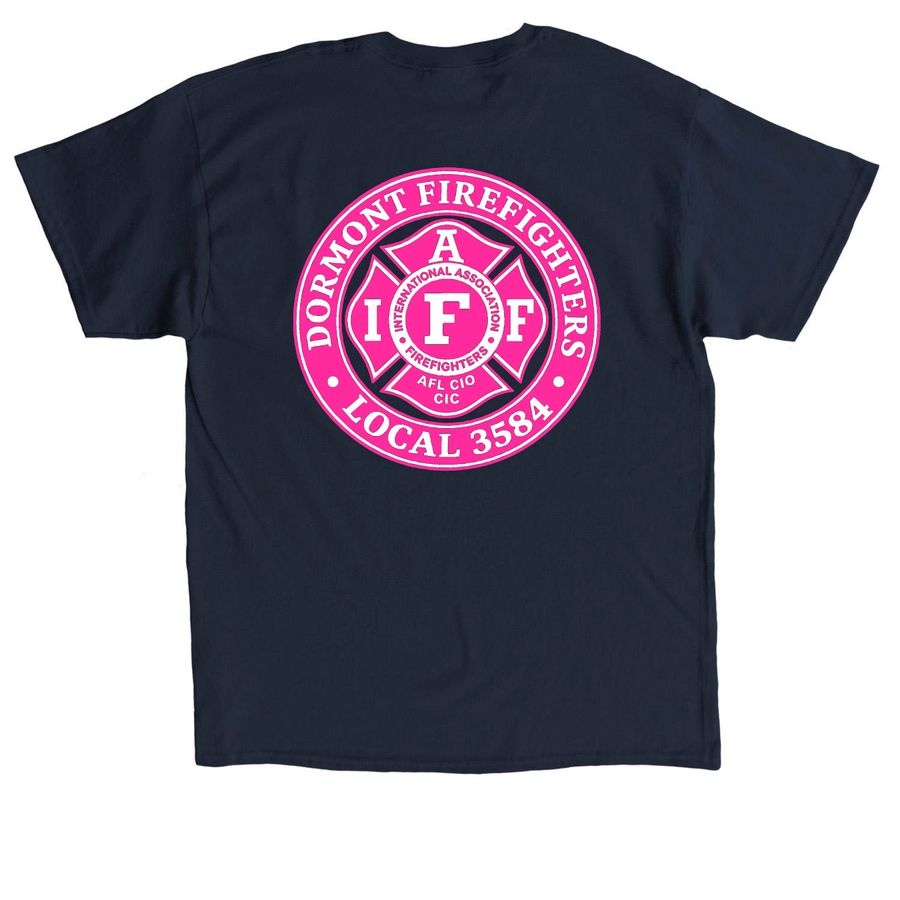 Dormont IAFF 3584 Breast Cancer Shirts, a Navy Classic Unisex Tee (back-view)