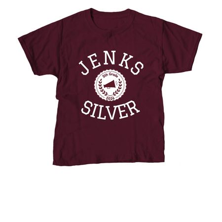 JTA Jenks Silver 5th Grade Cheer, a Maroon Youth Unisex Tee