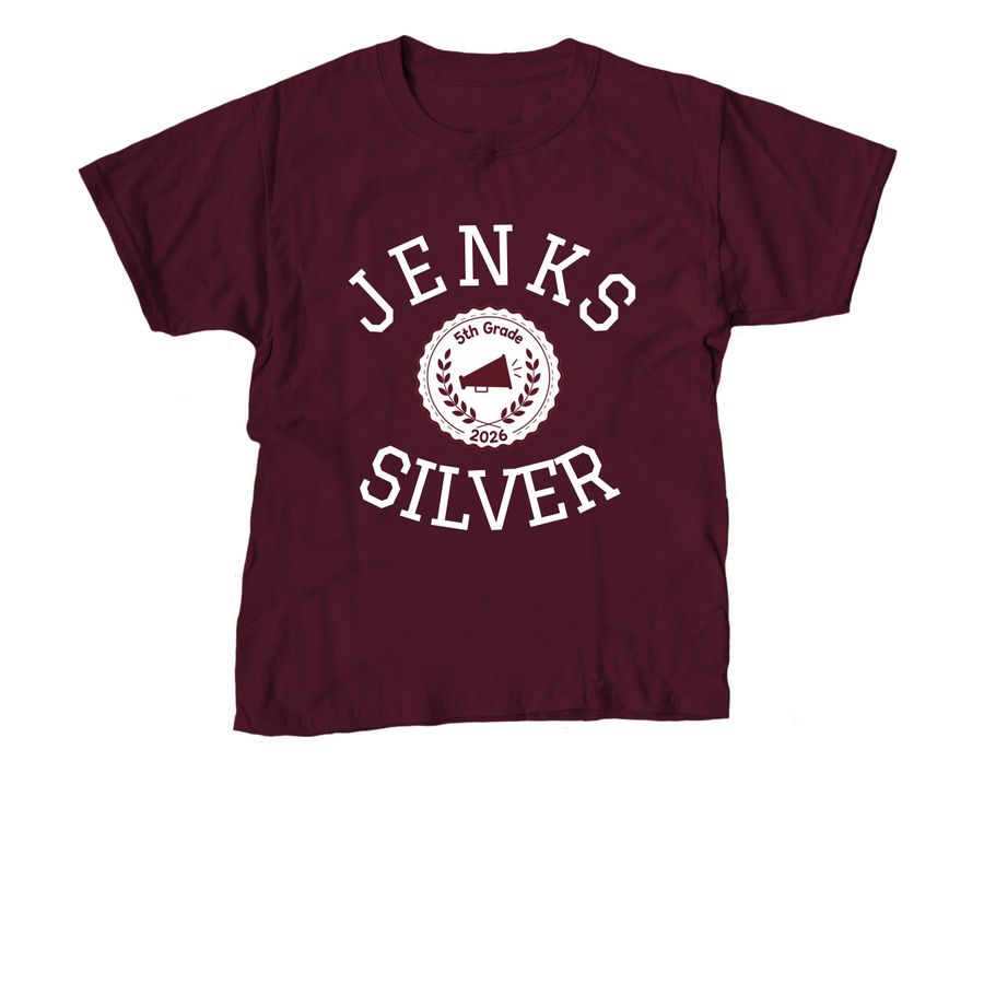 JTA Jenks Silver 5th Grade Cheer, a Maroon Youth Unisex Tee