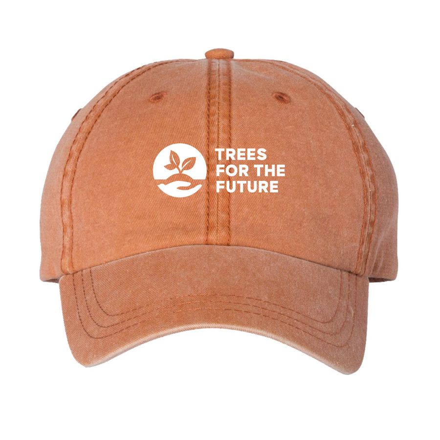 Trees for the Future ? Hats, a Texas Orange Printed Pigment Dye Baseball Cap