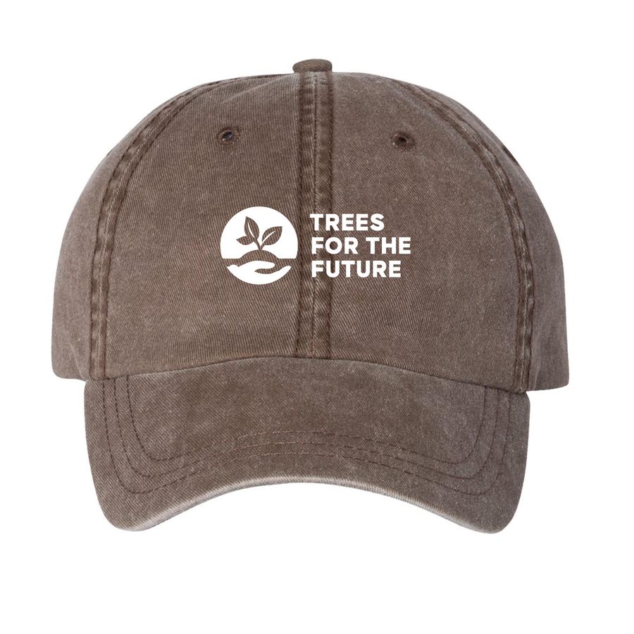 Trees for the Future ? Hats, a Brown Printed Pigment Dye Baseball Cap