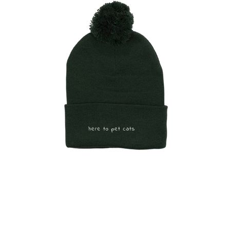 Here to pet cats, a Forest Printed Pom-Pom Beanie