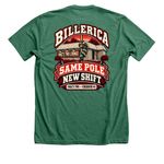 Mac 2?s to Firehouse #2, a Heather Grass Green Premium Unisex Tee (back-view)