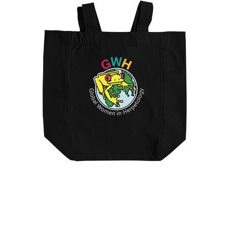 Women in Herpetology Bags, a Black Recycled Cotton Tote Bag (back-view)