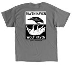 Wolf (Raven) Haven, a Charcoal Classic Unisex Tee (back-view)