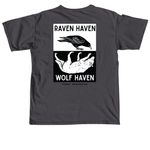 Wolf (Raven) Haven, a Graphite Comfort Colors Unisex Tee (back-view)