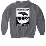 Wolf (Raven) Haven, a Charcoal Gildan Softstyle Pullover Hoodie (back-view)