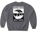 Wolf (Raven) Haven, a Charcoal Softstyle Crewneck Sweatshirt (back-view)
