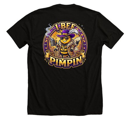 Bee Pimpin Ain't Easy, a Solid Black Blend Premium Unisex Tee (back-view)