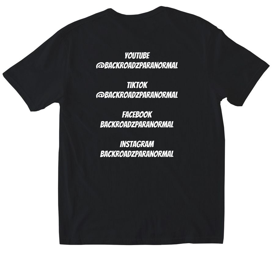 Backroadz Paranormal Shirt Logo 2, a Black Softstyle Cotton Tee (back-view)