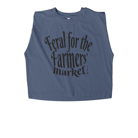 Feral for the Farmers' Market V2, a Faded Navy Women's Heavyweight Garment Dye Muscle Tee