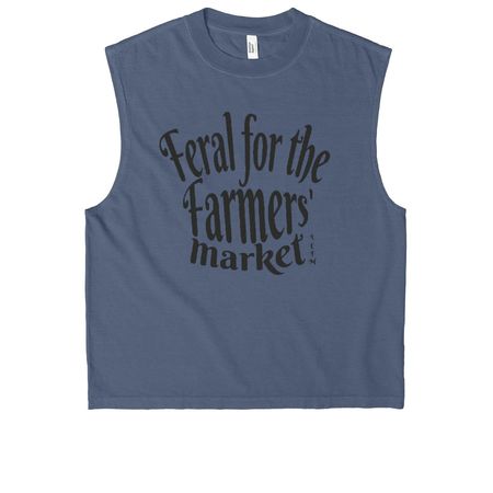 Feral for the Farmers' Market V2, a Faded Navy Heavyweight Garment Dye Muscle Tee