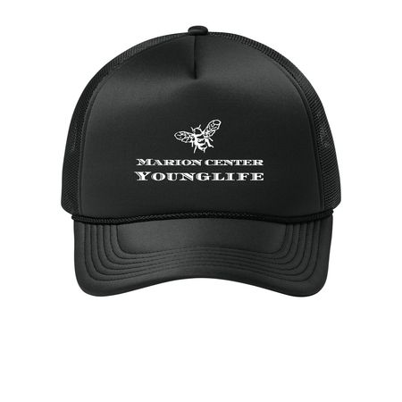 MC YL Hat&nbsp;, a Deep Black Printed Foam Trucker Hat