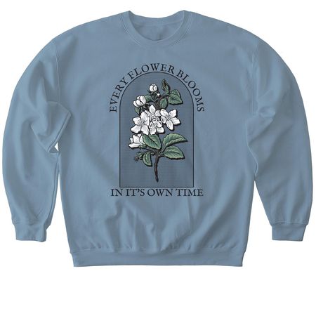 Blooms Tee, a Stone Blue Softstyle Crewneck Sweatshirt