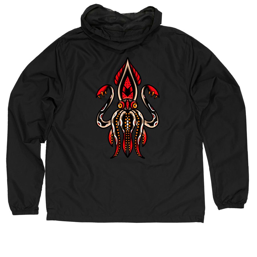 Octopy the water, a Black Quarter-Zip Windbreaker (back-view)