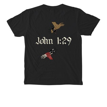 Behold John 1:29 Pocket Tee's, a Black Comfort Colors Pocket Tee