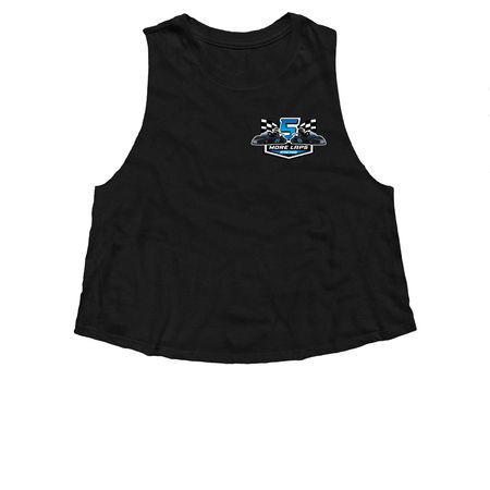 Fuel the Finish ? 5 More Laps Racing, a Solid Black Blend Women?s Cropped Racerback Tank