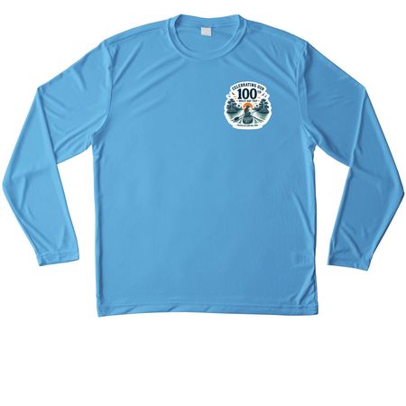 100 Trips ? Female Paddler, a Carolina Blue Unisex Performance Long Sleeve Tee