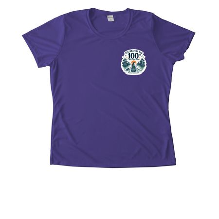100 Trips ? Female Paddler, a Purple Women's Performance Tee
