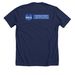 "Libraries are Lifelines", a Solid Navy Blend Premium Unisex Tee (back-view)