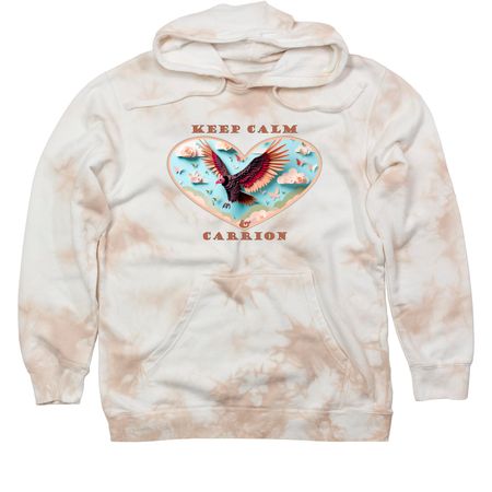Keep Calm & Carrion, a Dusty Pink Tie Dyed Pullover Hoodie